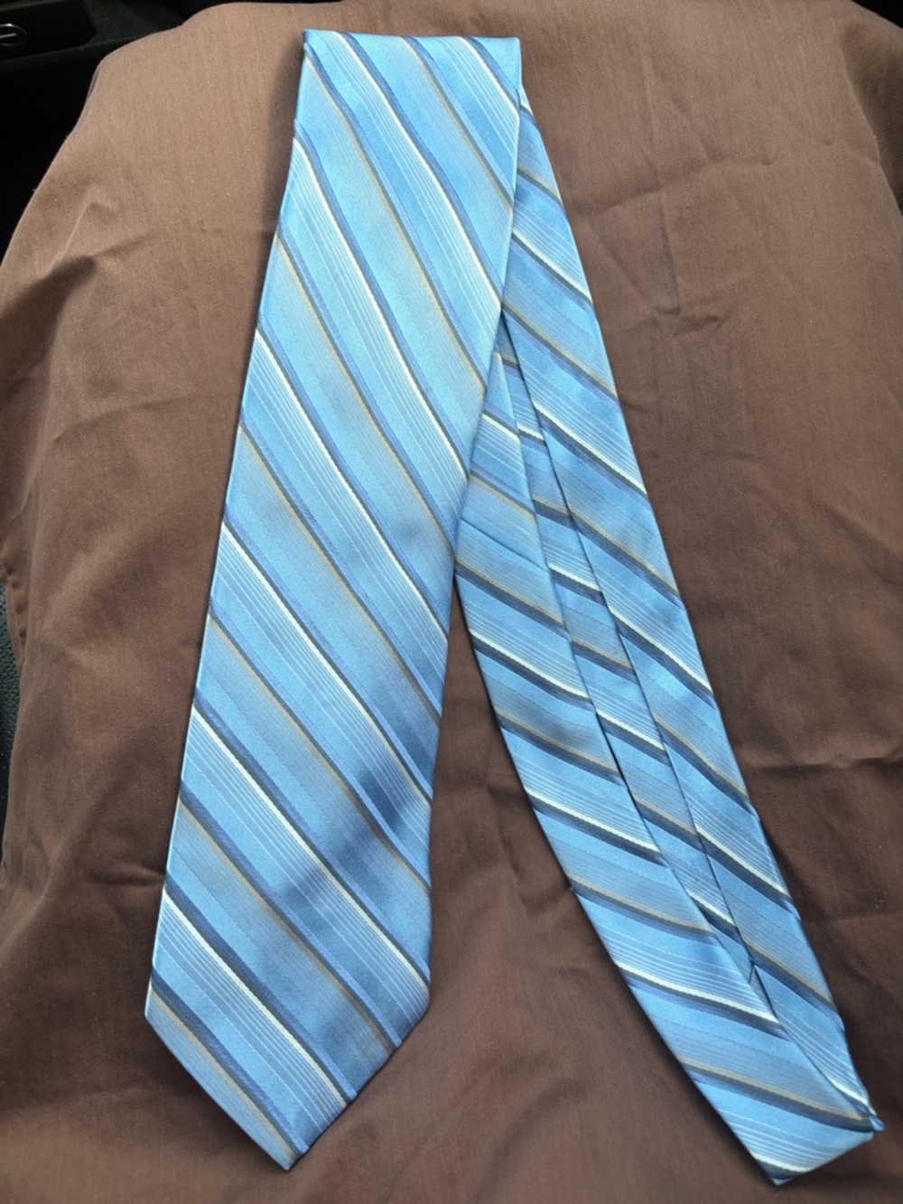 Paul Dione Silk Men's Light Blue Striped Tie - Professional Dress Tie